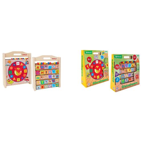 Gioco educativo SIR WOOD Alfabetiere Orologio 2 in 1 in legno 40500