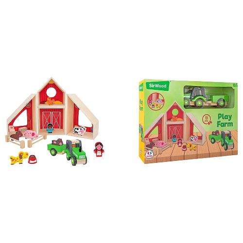 Fattoria in legno con animali e personaggi SIR WOOD 39935