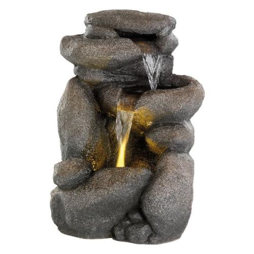 Fontana decorativa esterno con luce led Roccia (27x36x53cm) Grigio 894317