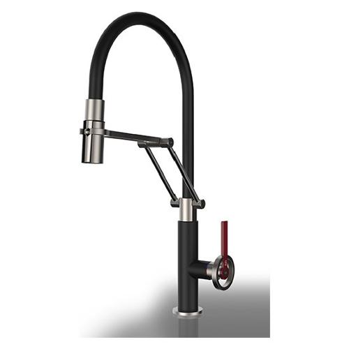 Miscelatore lavello doccetta estraibile OFFICINE FInox e Matt black 60205 599