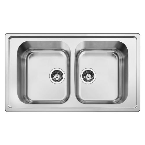 Lavello 2 vasche (86x50cm) AURORA Inox Satinato LPR862