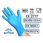 100 Guanti monouso taglia M in nitrile azzurri INTCO SYNGUARD