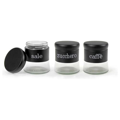 Set barattoli 3 pz Sale, Zucchero e Caffè (400ml) UTILISSIMI Nero 816598