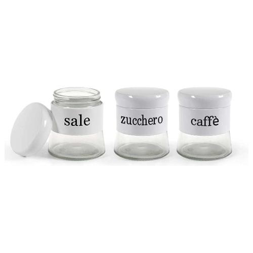 Set barattoli 3 pz Sale, Zucchero e Caffè (400ml) UTILISSIMI Bianco 816574