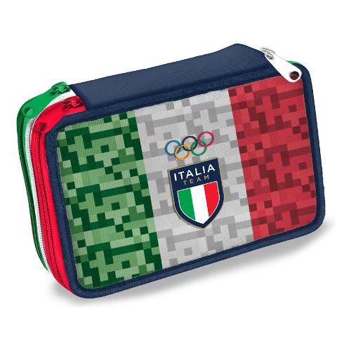 Astuccio triplo completo 36 colori con penne e accessori ITALIA Blu e Tricolore PIX002