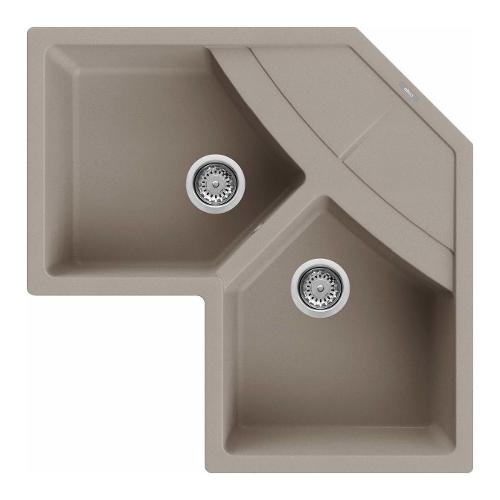 Lavello 2 vasche (83x83cm) angolare UNICO CORNER Tortora Opaco LGUCOR43