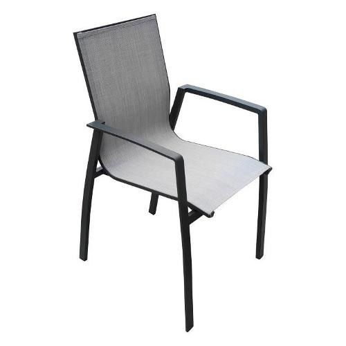 Sedia con braccioli alluminio, textilene ATLANTA Antracite