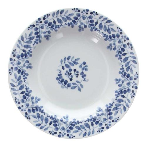 Piatto fondo Porcellana (22cm) GISELLA Bianco e Blu OL001228705