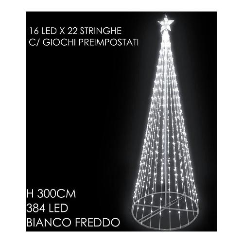 Albero Natale (300 cm) CONO 384 Led con Giochi Luce Bianco freddo 450086