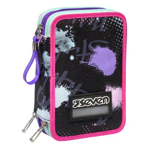 Astuccio triplo accessoriato 36 colori con penne e accessori Pinkypois Girl Jet black 301012228
