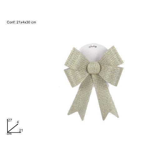 Fiocco decorativo 1 pz Bianco e Oro (21x27 cm) RO011026