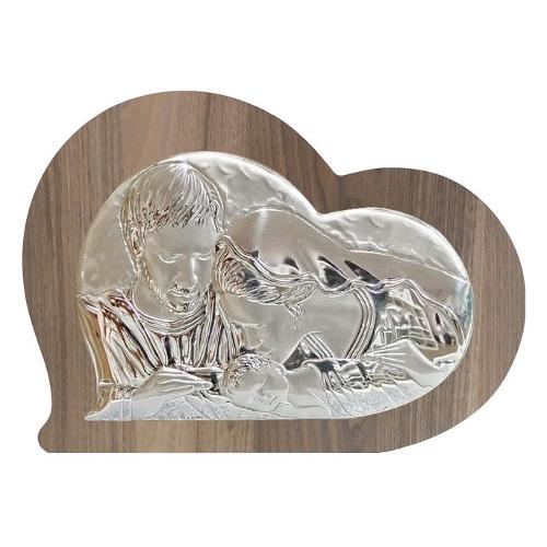 Icona Argento (18x12cm) SACRA FAMIGLIA Silver e Legno 025 17