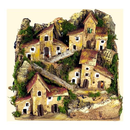 Paesaggio con luci (20x14x18cm) Legno, Sughero, Muschio, Cartone 11386