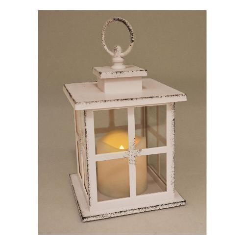 Lanterna metallo (18cm) con candela Led Bianco avorio D2312