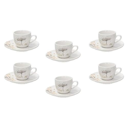 Set tazzine caffè 6pz MADISON Con Piattino Poesia Beige decorato 80ml  MC085015787