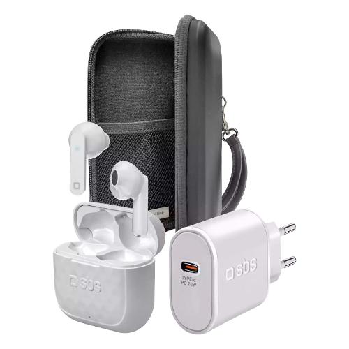 Auricolari microfono bluetooth AUDIO & CHARGE KIT 3In1 Tws White e Black TEORGKITAUDMK