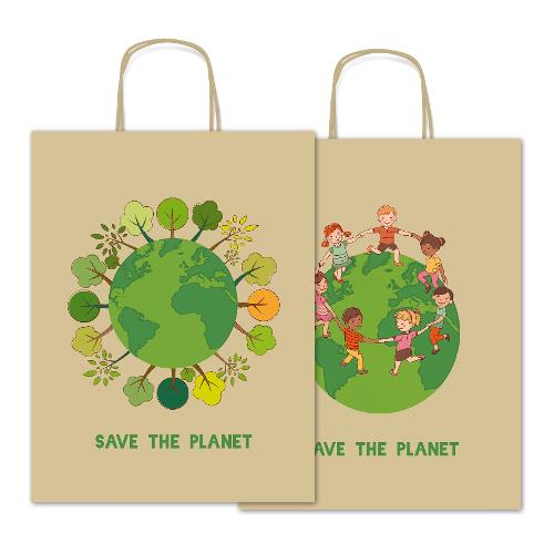 Shopper regalo (36x12x46 cm) SAVE THE PLANET Avana e Verde SDX36 153D