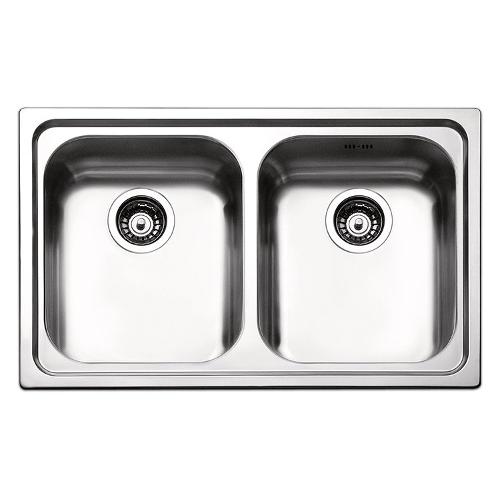 Lavello 2 vasche (79x50cm) VENEZIA Inox Spazzolato VE792IBC