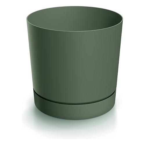 Vaso per piante con sottovaso Toscana tondo diametro 17 cm, colore: bianco