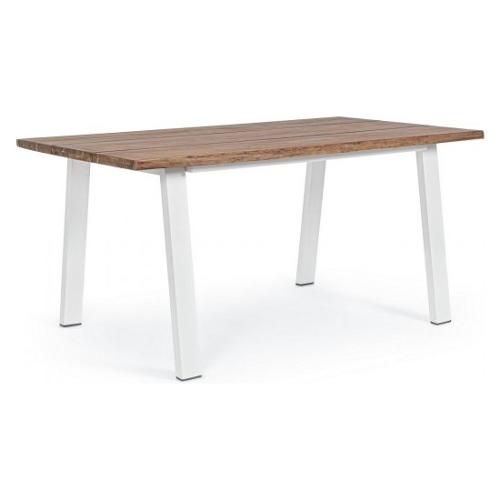 Tavolo da esterno acciaio OSLO Fisso Acacia e Bianco (160x90x76cm) 0806907