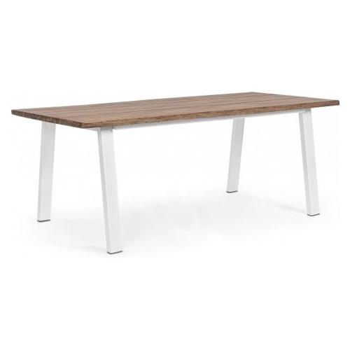 Tavolo da esterno acciaio OSLO Fisso Acacia e Bianco (200x100x76cm) 0806909