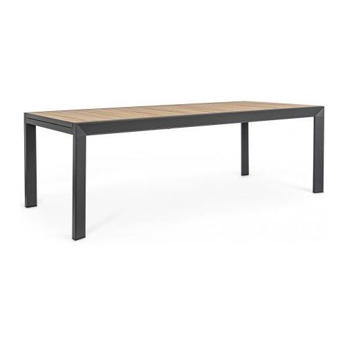 Tavolo da esterno alluminio BELMAR Allungabile Effetto legno e Antracite (220-340x100x75cm) 0663195