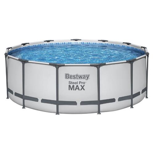 Piscina rotonda con accessori (396x122cm) per 4 persone STEEL PRO MAX Grigio 5618W 5