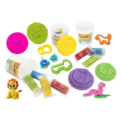 Pasta modellabile Secchiello 4 panetti da 20gr colori assortiti e formine KIDEA MORBIDOUGH Assortito 41600