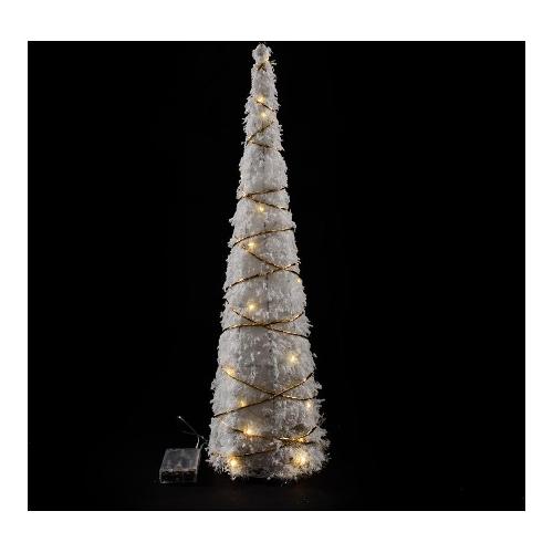 Decoro CHRISTMAS Albero Cono Metallo Bianco e Oro (16x60 cm) nr 30 luci 81328