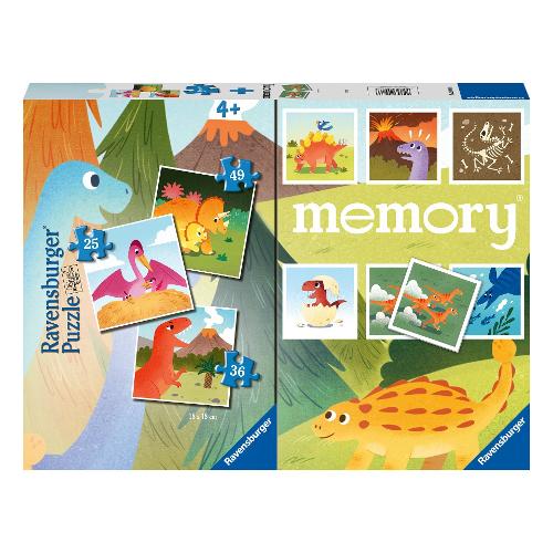 Puzzle 1x25 pz, 1x36 pz, 1x49 pz Con Memory Dinosauri 4a+ MULTIPACK 20986