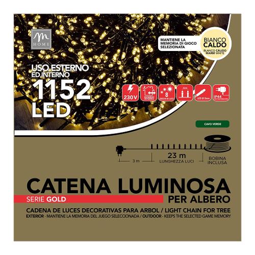 Filo 1152 luci - LED (23 + 3 mt) 8 Giochi di luce CHRISTMAS IP44 Verde 87648