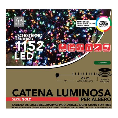 Filo 1152 luci - LED (23 + 3 mt) 8 Giochi di luce CHRISTMAS IP44 Verde 51660