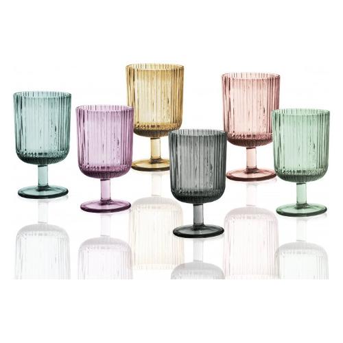Set calici Vino 6 pz (8x14cm) PLISSE' Multicolor assortito 51069
