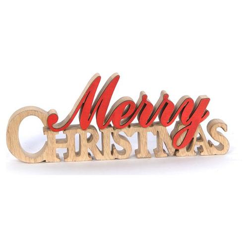Decoro Natale Scritta Merry Christmas Legno Assortito (22x8,5 cm) 79912