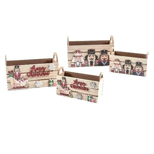 Decoro Cassetta Legno Natalizia Grande Assortito (24x10,5x15 cm) 58337L