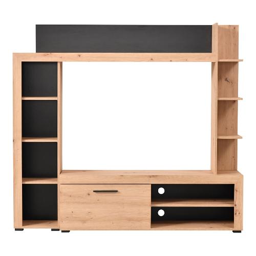 SOFIA Parete soggiorno Rovere anticato e Nero (175cm)