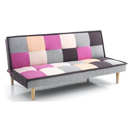 SMART Divano letto 3 posti lineare Quadri multicolor