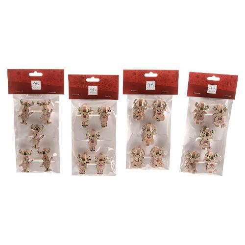 Set mollette natalizie Soggetti Legno 5 Pz Assortito 58436
