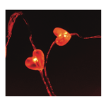 30 Cuori led Rosso 3mt.Batt. int. D1403