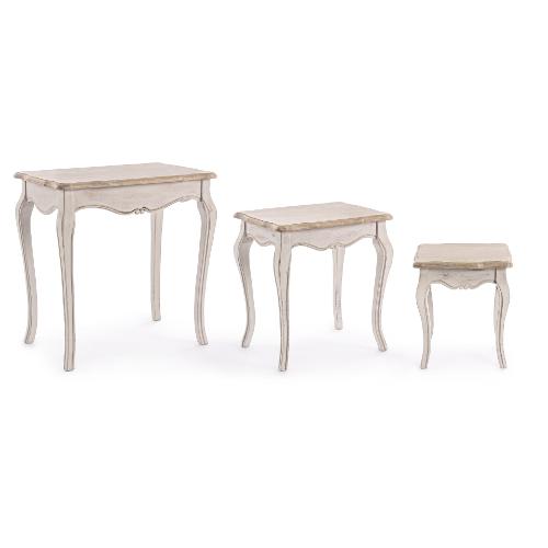 CLARISSE Set tavolini Bianco vecchio