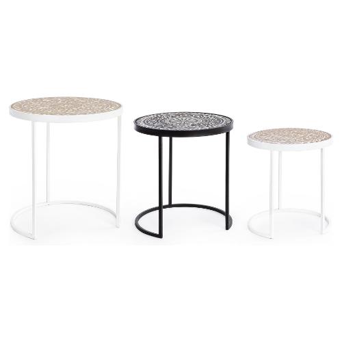 KARVY Set tavolini Bianco e Nero