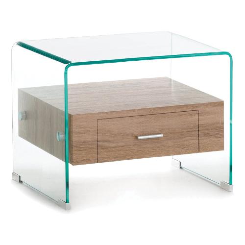 NOA Tavolino Vetro e Rovere (55cm)