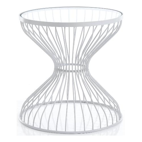 JONAS Tavolino Vetro e Bianco opaco (50cm)