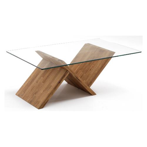 OLE Tavolino Vetro e Rovere (120cm)