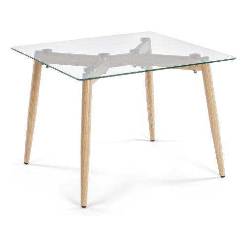 OAKLAND Tavolino Vetro e Legno naturale (60cm)