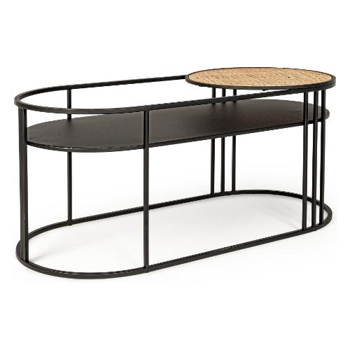 ELYOT Tavolino Nero e Legno naturale (100cm)