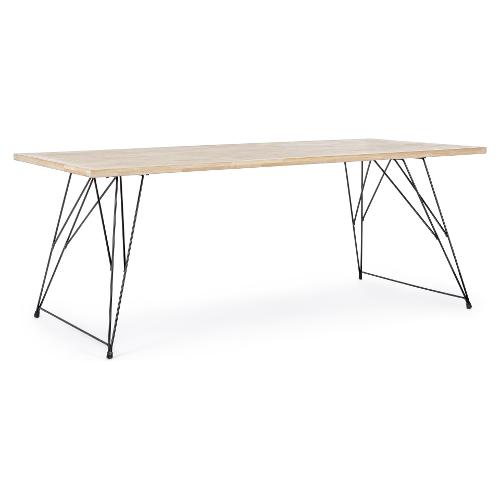 DISTRICT Tavolo Fisso Nero e Natural (200x90cm)