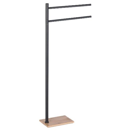 Piantana asciugamani a 2 bracci TRILLY Bamboo e Nero (34,5x14x88 cm) TR31 41
