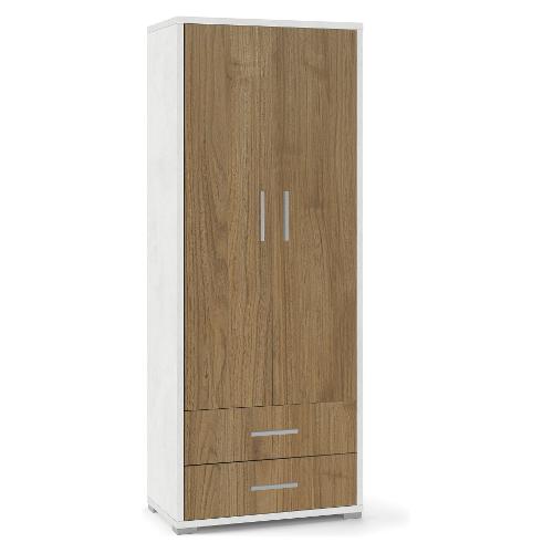 DOUBLE Db359k Armadio 2 Ante battenti, 2 Cassetti Ossido bianco e Noce stelvio (70cm) Mobile KIT