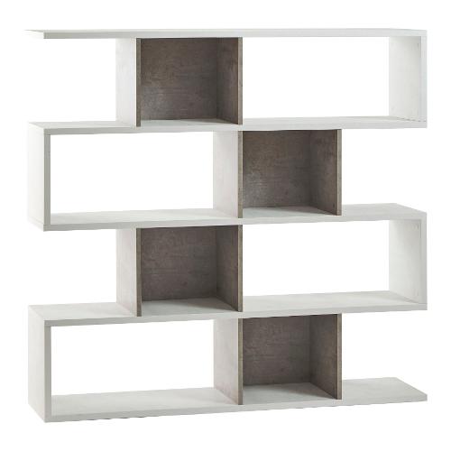 DOUBLE Db324k Libreria Ossido bianco e Cemento (150 x 145 h cm) Mobile KIT